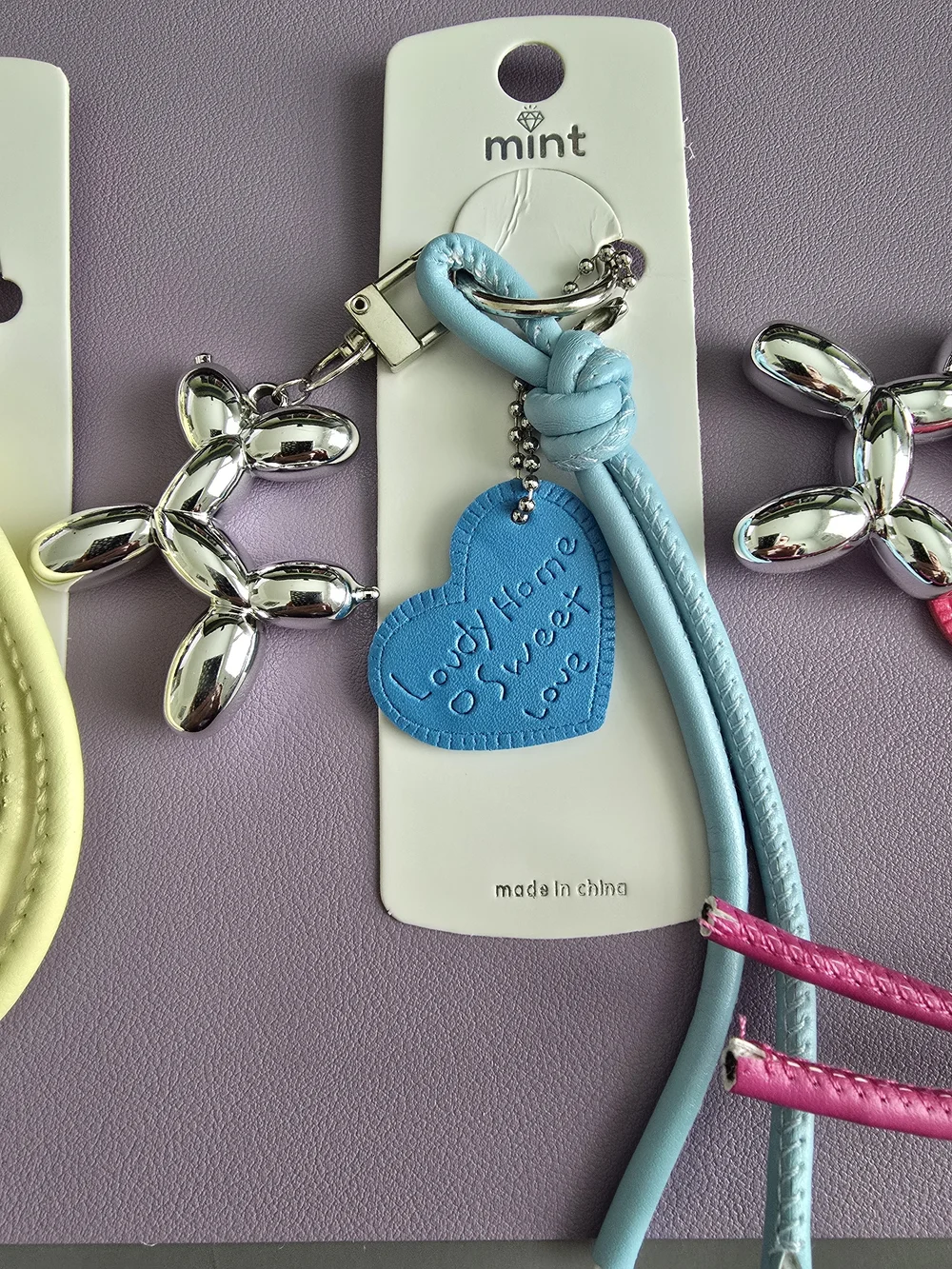Mint Balloon Dog Bag Charm Keychains - Pick One - Peach, Pink, Blue, Yellow, NWT
